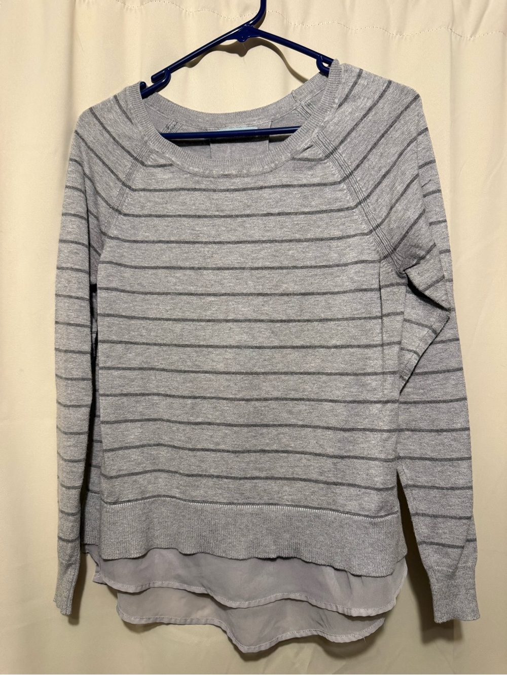 Maurices Light Gray Striped Knit Top